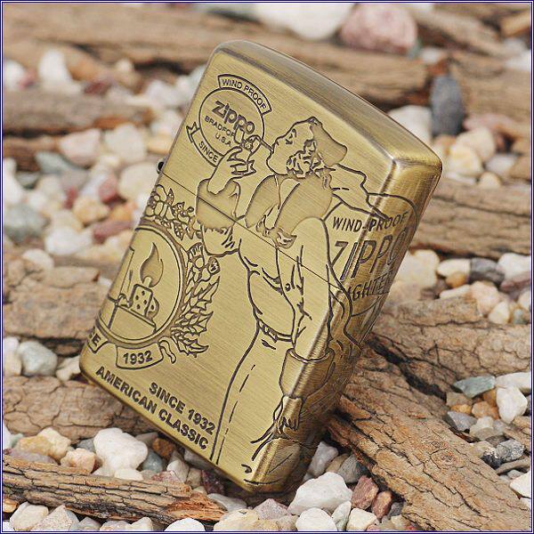 ZIPPO原装正品打火机 日版 黄铜四面加工 风中女郎 风女 专柜正版