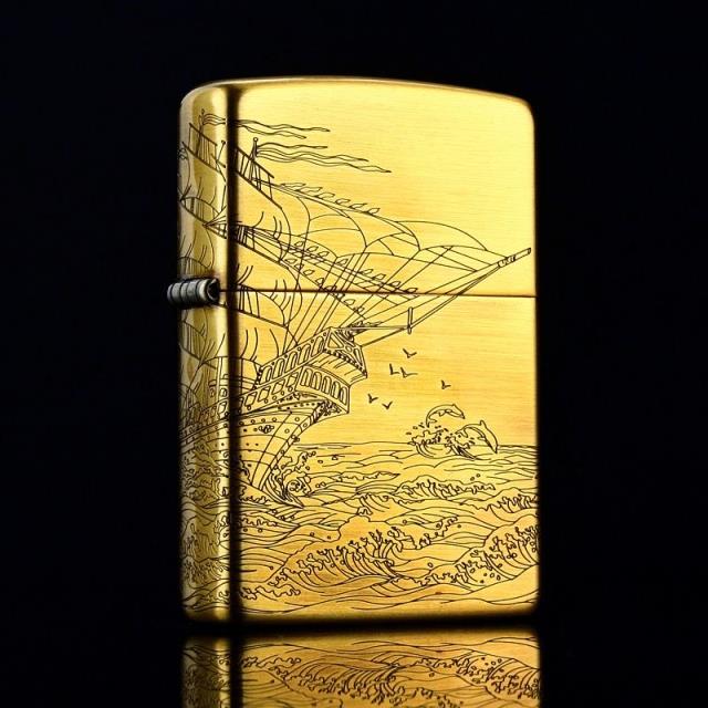 美国原装正品 ZIPPO打火机 纯铜刻蚀 四面精雕 扬帆起航 专柜正版