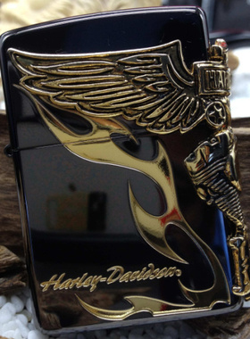 ZIPPO原装正品打火机 镀金哈雷火焰 大侧鹰发动机 HDP-24 限量版