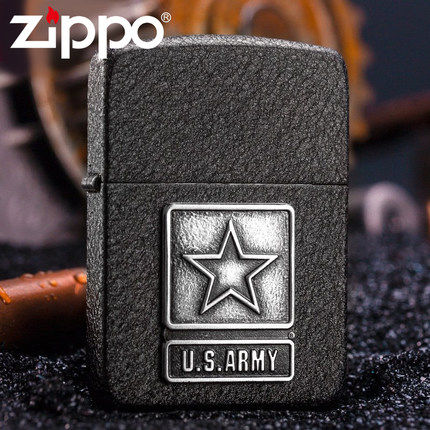 ZIPPO原装正品打火机 1941复刻 黑裂漆 美国陆军徽章28583 正版ZP