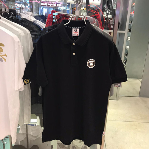 潮牌短袖polo衫AAPE徽章简约香港