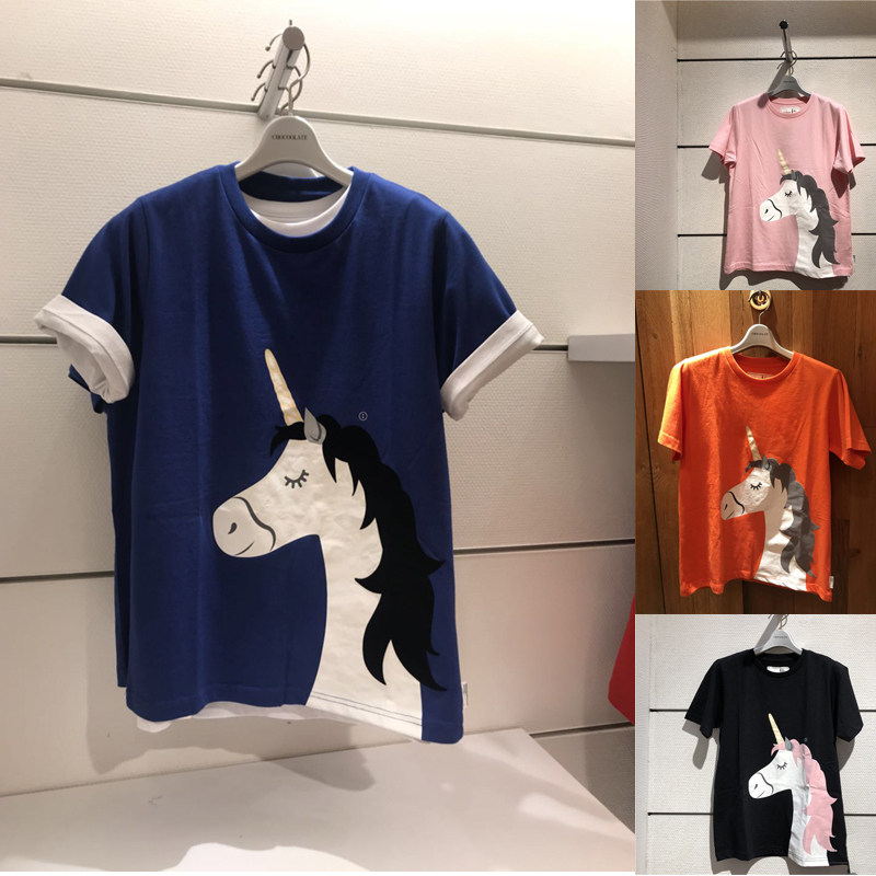 it潮牌chocoolate 2024春夏女独角兽休闲合体厚实圆领短袖t恤1839