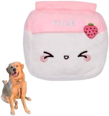 ABC PLUSH Cute Strawberry Milk Chew Toy Plush for Dogs