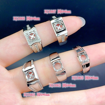 S925银男戒空托圆形尺寸6*6mm