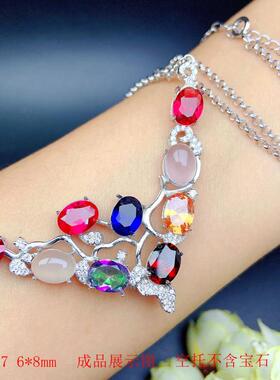 纯银纯银女椭圆群镶一体项链空托