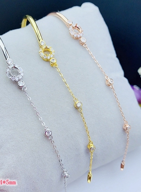 新S925银甜美潮流手链空托4*5mm