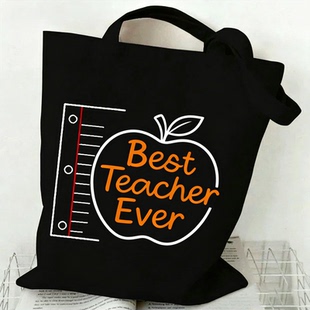 教师节礼物趣味印花帆布包 大容量托特包 老师日常通勤帆布袋