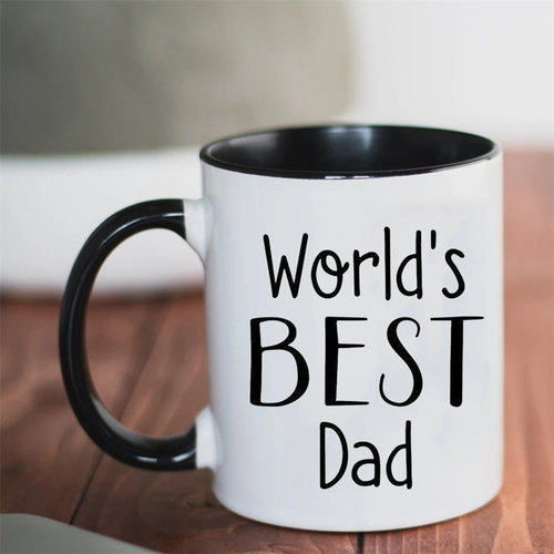 跨境热销Fathers父亲节Day陶瓷咖啡马克杯水杯DAD内彩杯子外贸新