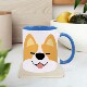 希音TUME亚马逊跨境外贸时尚 可爱狗狗柯基犬马克杯咖啡陶瓷杯子