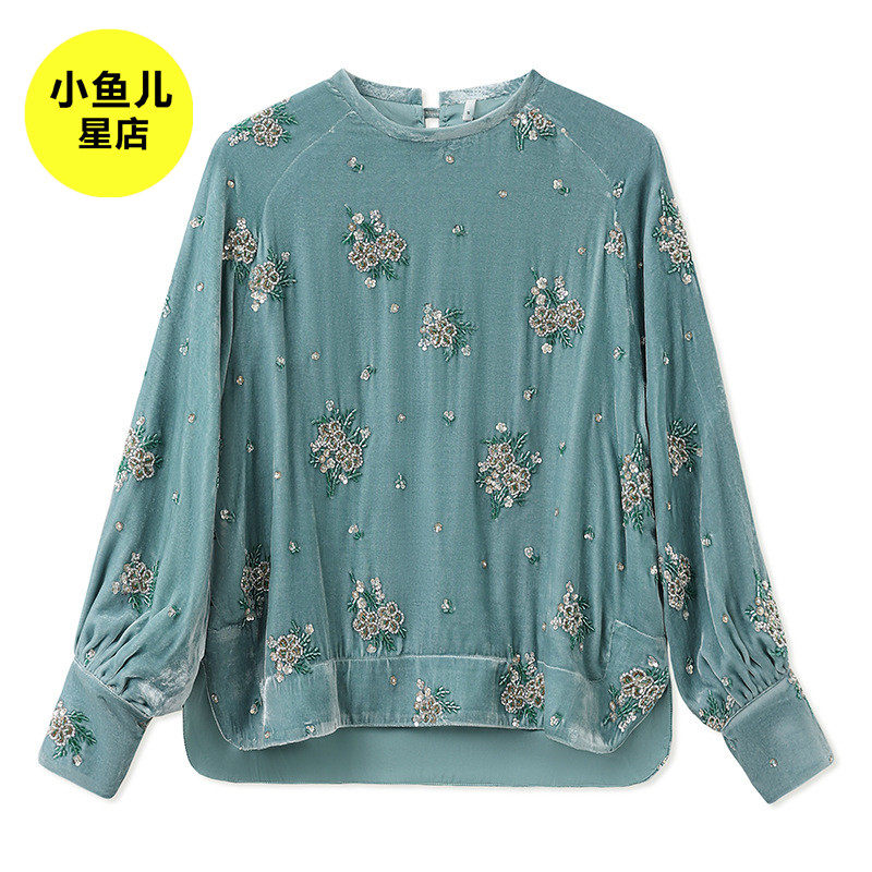 高端版复古国风冬季新款花朵刺绣钉珠设计衬衫时尚圆领桑蚕丝上衣,女装/女士精品,汉服上装,淘宝优惠券,粉丝福利购,淘宝优惠卷