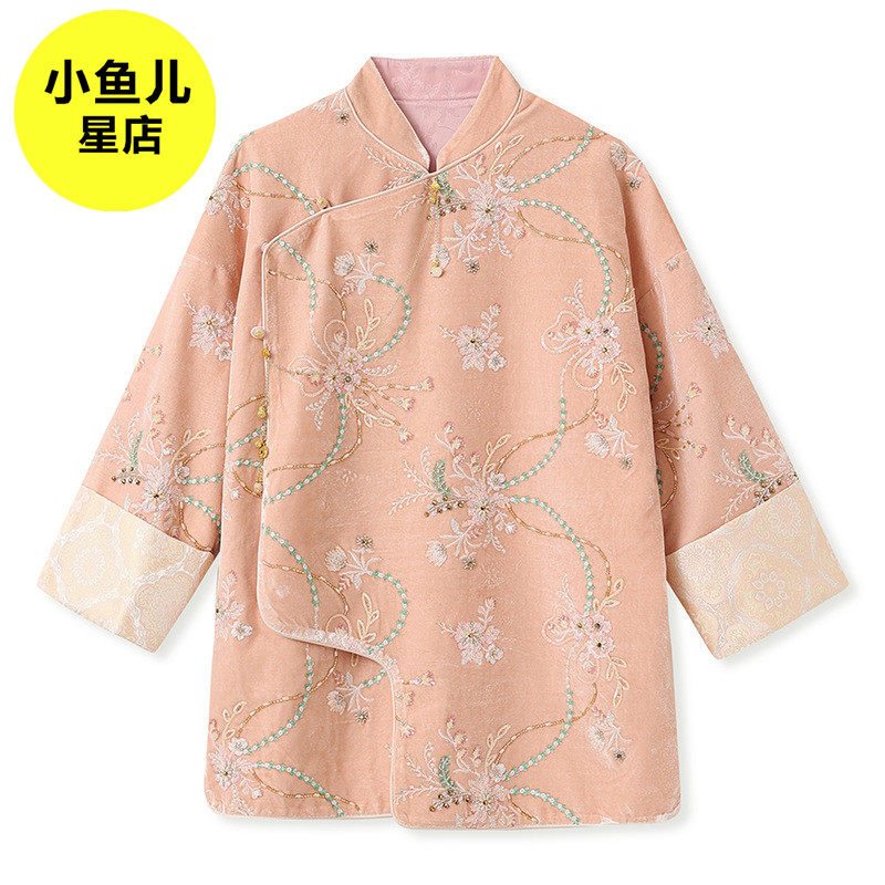 高端版秋季新款复古国风新中式女装气质亮片刺绣时尚缎面设计外套