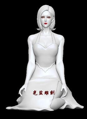 美女坐姿stl圆雕图精雕图3dsmax三维模型跪姿人体美女3d打印素材