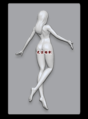 美女精雕图stl圆雕图三维花纹无事牌3d模型雕刻机背影底纹纹理