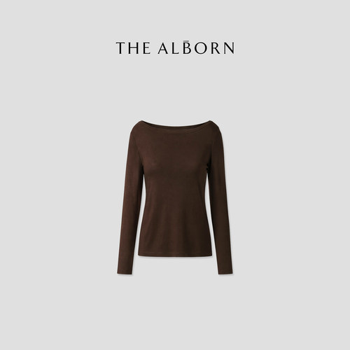 奥莉酱THE ALBORN·“面膜T”桑蚕丝醋酸天丝混纺 极简一字领罩衫