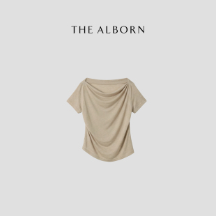 奥莉酱THE ALBORN·“云朵慕斯”兰精天丝澳洲绵羊毛混纺荡领上衣