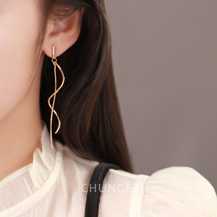 心弦优雅超仙长款蚊香盘耳夹女无耳洞显脸瘦耳环气质流苏无痛耳钉
