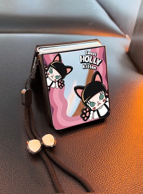 小猫咪适用小米mixflip华为purax手机壳pocket2镜子novaflip三星zflip7654卡通vivox可爱oppofindn3n2女p50