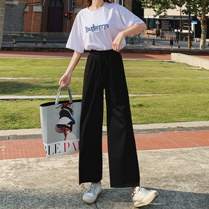 春夏高腰薄款针织阔腿裤