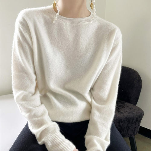 2025东大门新款羊绒衫女打底毛衣圆领秋冬韩版宽松羊毛内搭针织衫