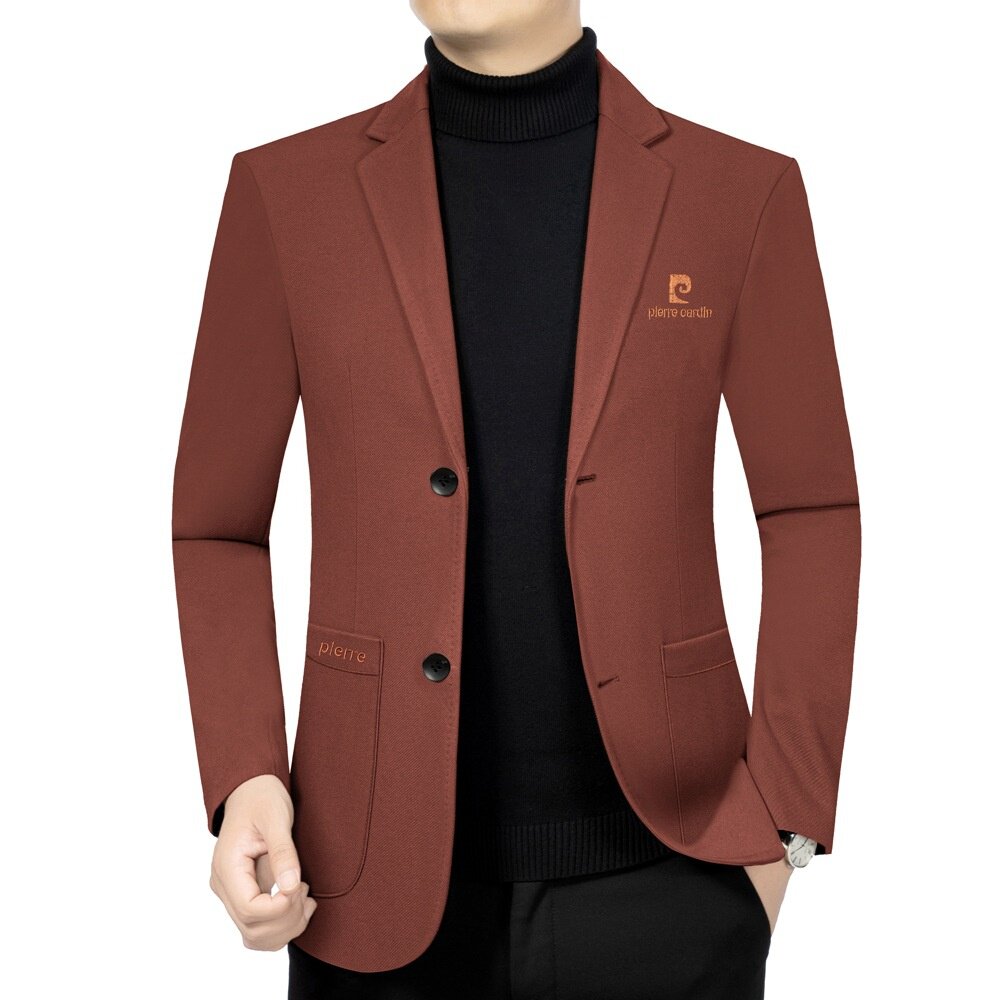 皮尔男士外套2025春秋季商务休闲修身公务员中青年西服爸爸装单