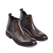 手工复古水洗牛皮男士 商务休闲切尔西靴软皮高帮短靴真皮马丁靴