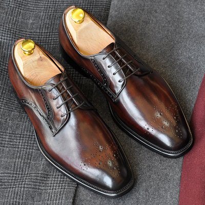 意大利英伦手工擦色皮鞋婚鞋