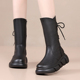 小个子半筒靴时尚 厚底加绒棉鞋 女士中筒靴 新款 马丁靴女2025秋冬季