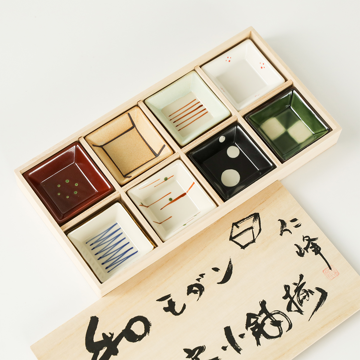 美浓烧日本进口手绘小方礼盒碟子