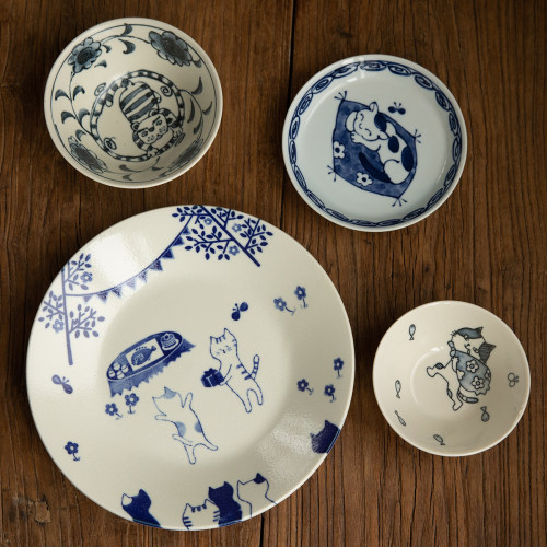日本美浓烧猫咪盘碗碟猫系列餐具