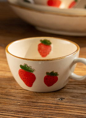 日本进口美浓烧草莓橘子可爱马克杯咖啡杯礼物家用麦片杯茶杯水杯