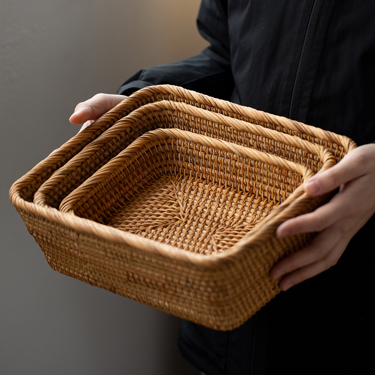 进口手工藤编收纳筐家居杂物篮日式收纳盒零食水果篮子厨房收纳筐,收纳整理,收纳筐,淘宝优惠券,粉丝福利购,淘宝优惠卷