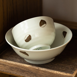 日本进口美浓烧手绘陶瓷可爱栗子米饭碗日式盖饭碗面碗釉下彩汤碗