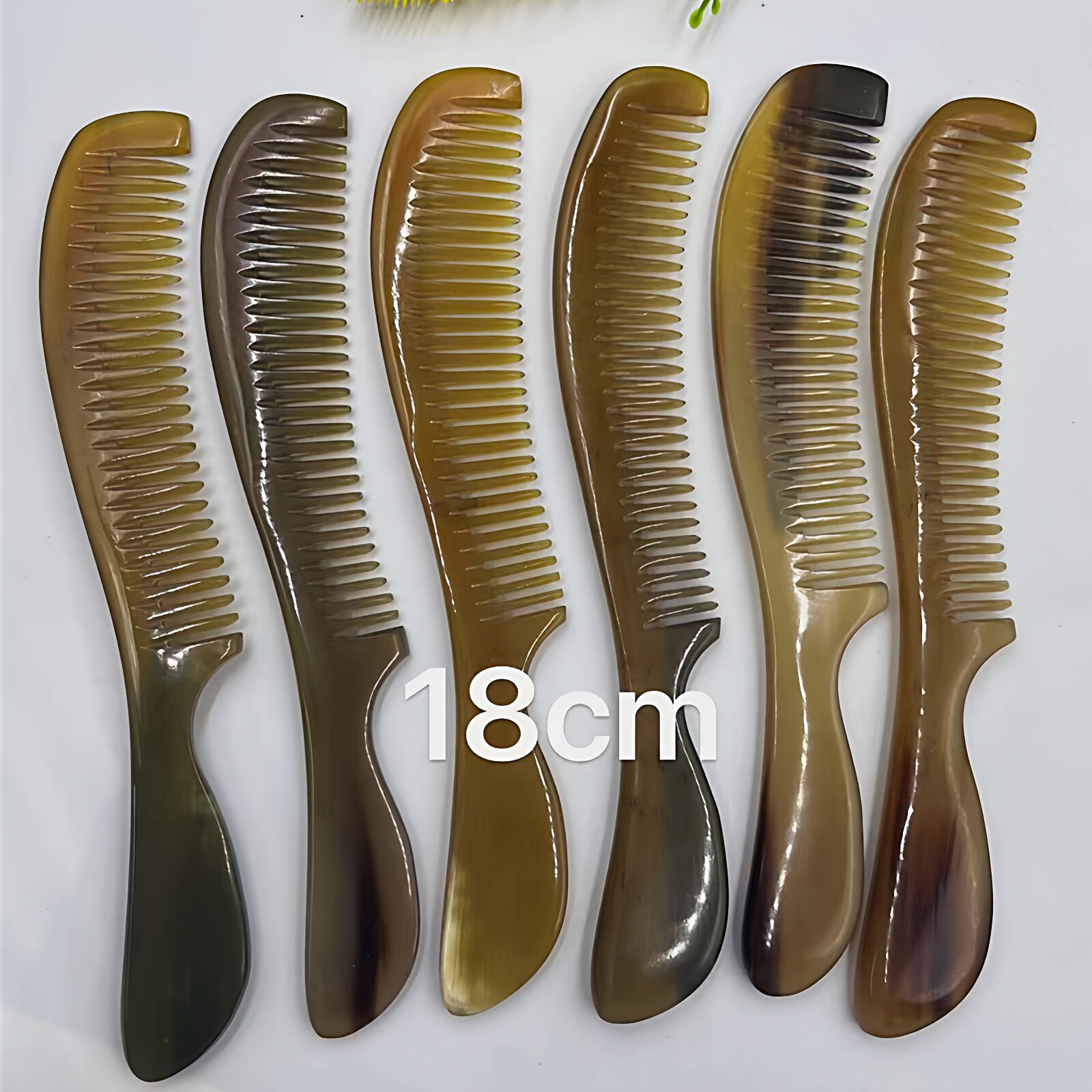 天然牛角梳16-18厘米中厚长柄梳细长鱼尾梳防静电防脱发按摩梳子