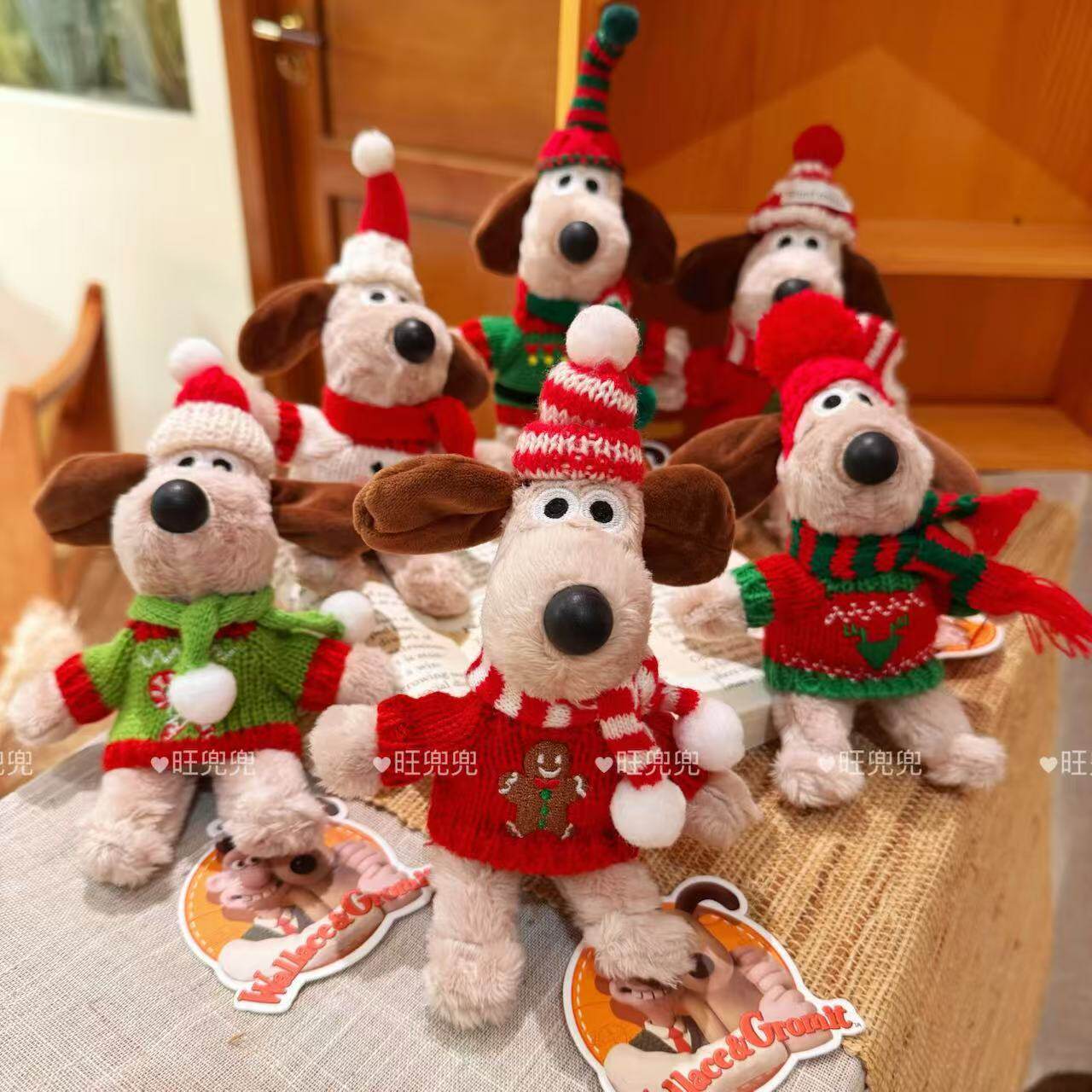 圣诞节毛衣掌门狗毛绒头套正版掌门狗玩偶包包挂件配饰摆件钥匙扣