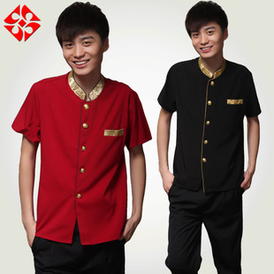 酒店工作服夏装茶餐厅酒楼餐饮火锅店服务员工作服男传菜员男短袖