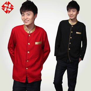 酒店传菜员工作服长袖中西餐厅酒楼火锅店服务员工作服秋冬装男