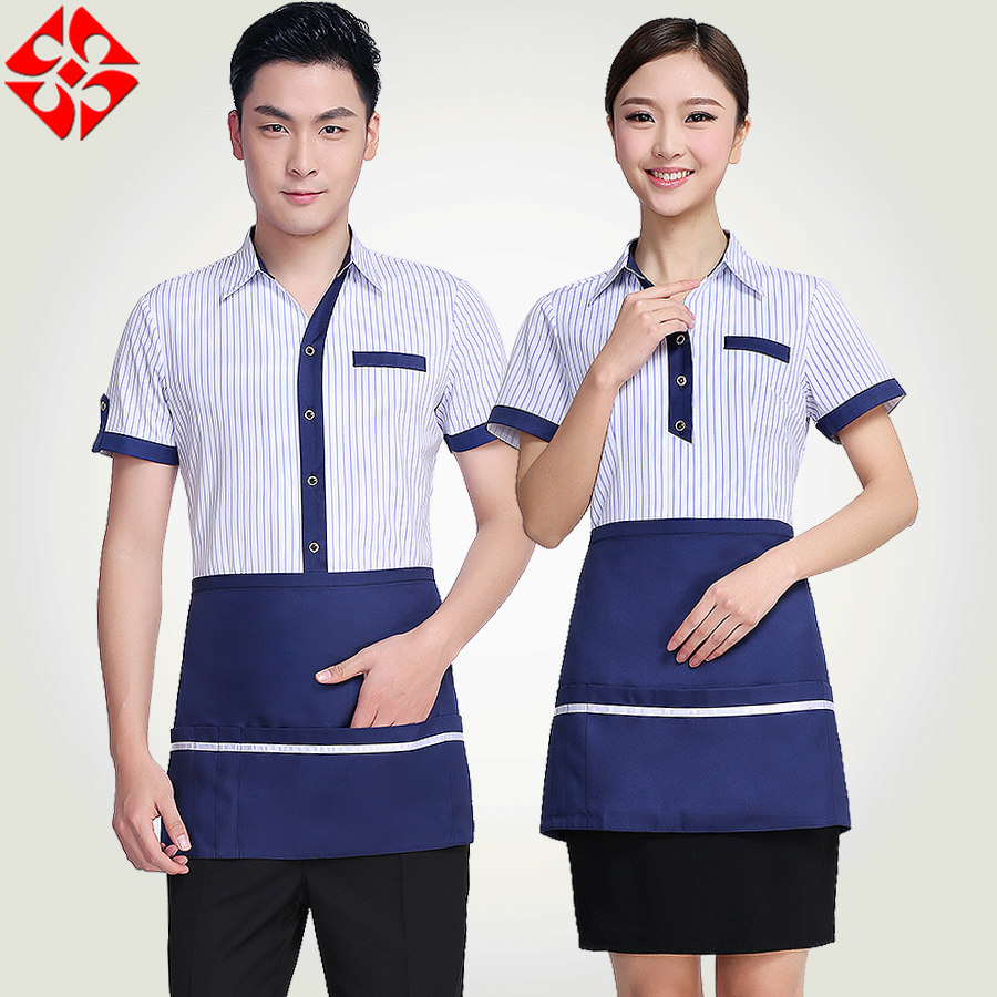 酒店服务员工作服夏装餐饮火锅店饭店服务员工作服短袖衬衣套装女