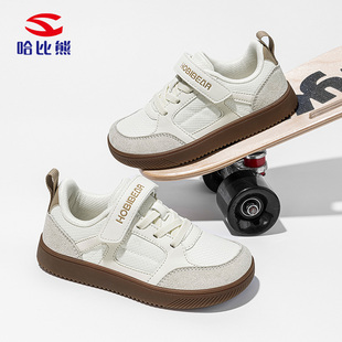 哈比熊宽头儿童鞋春夏季2026赤足宽楦平底防滑减震男女童运动板鞋