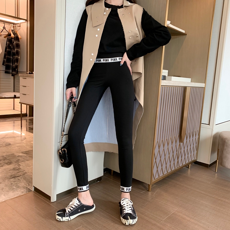 Real shooting autumn and winter new Hong Kong style fashionable versatile letter high waist slim elastic show thin and thick underpants fashion