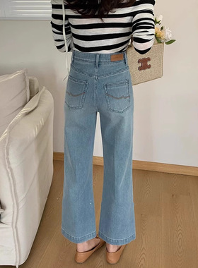 欧货Kab68272微喇牛仔裤女卡布2025春季新款喇叭裤欧货高腰九分裤