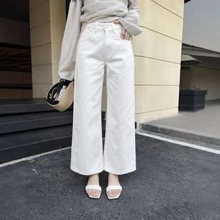 GRACETINAHOO春新法式 NB9101 复古酵洗极简通勤休闲九分直筒牛仔裤