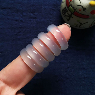 对戒礼物 天然冰种白玛瑙玉髓戒指冷淡风高级感指环小众轻奢情侣款