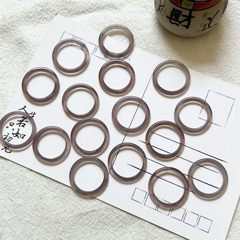 天然玛瑙玉髓玉石细款小众设计感简约冷淡风灰紫色素圈男女指环,珠宝/钻石/翡翠,戒指/戒面,淘宝优惠券,粉丝福利购,淘宝优惠卷