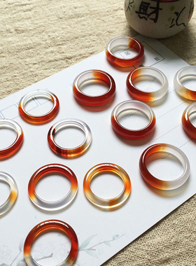 极简风指环礼物玉髓玉石戒指情侣