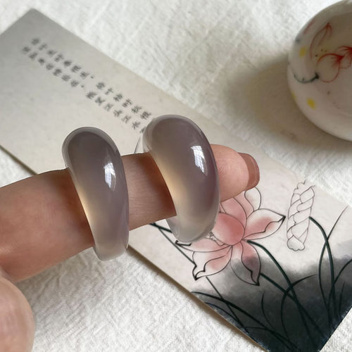 巴西烟灰玛瑙玉髓扳指