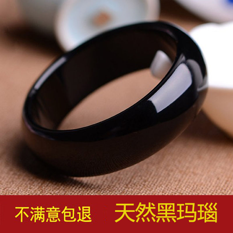 天然玛瑙手镯 窄条正黑玛瑙玉镯子 加宽加厚时尚水晶女款手镯饰品