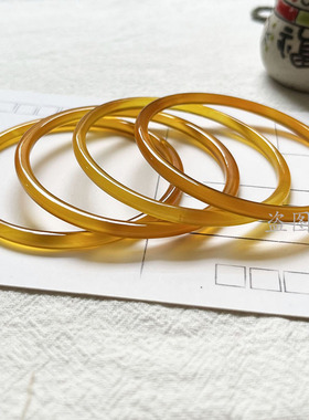 冰种黄玉髓手镯女细款少女玛瑙叮当镯简约玉镯子年轻款小众天然