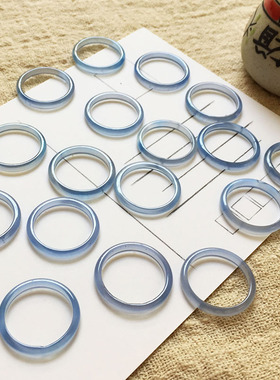 天然男女玉髓时尚蓝戒指