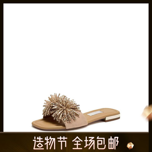 商场同款2026夏新款烟花雨一字拖平底鞋凉拖鞋外穿女凉鞋EEQ32BT6