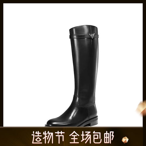 商场同款2026冬款百搭英伦风舒适圆头长筒骑士靴女长靴子ENQ01DG6